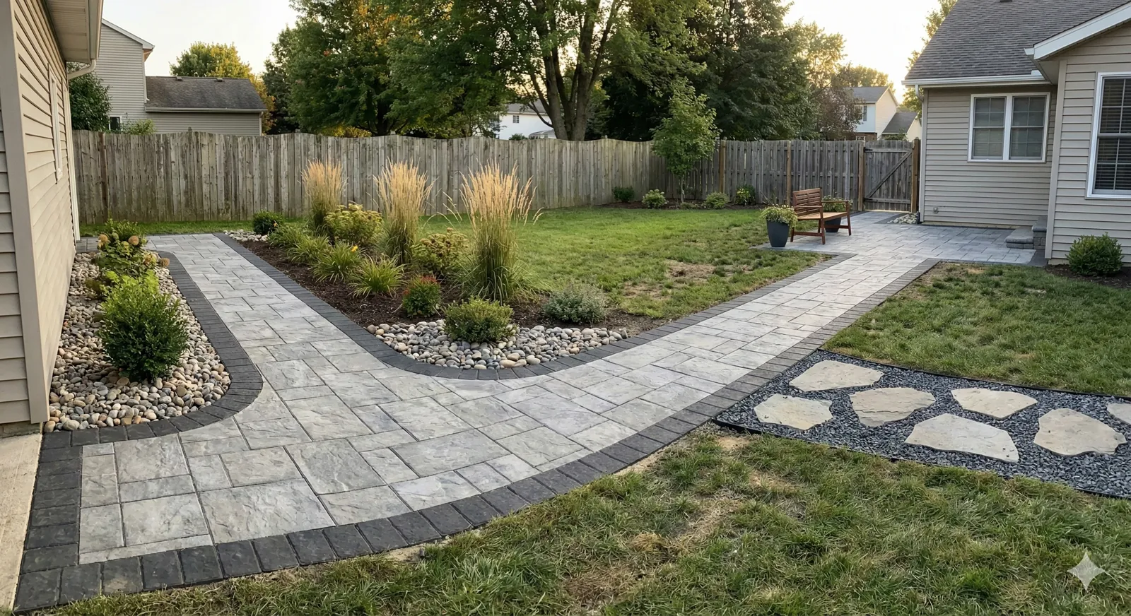 Light grey path, charcoal soldier border