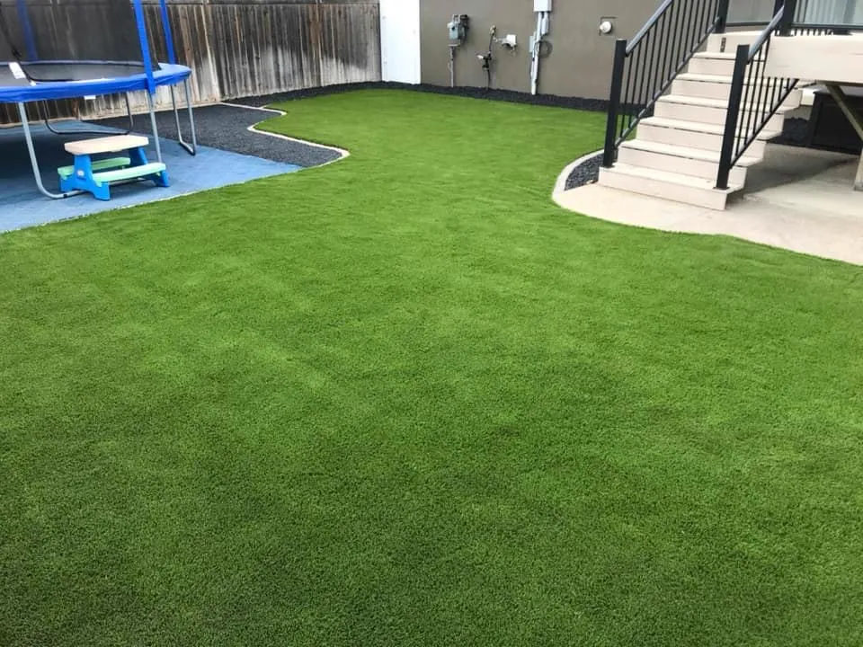 Backyard turf and play area